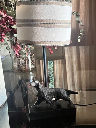 Lámpara de bronce con pantalla 20 cm diametro)