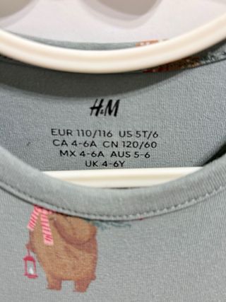 Vestido H&M verde estampado 4-6 años