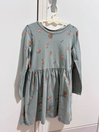 Vestido H&M verde estampado 4-6 años