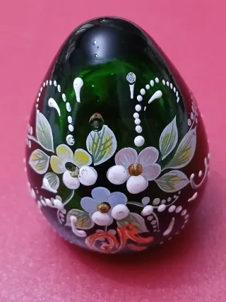 Uovo Vetro Bohemia Decorato Mano