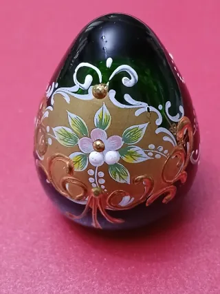 Uovo Vetro Bohemia Decorato Mano