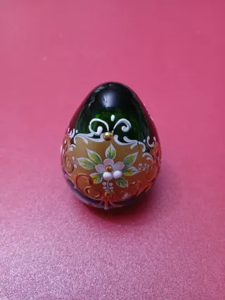 Uovo Vetro Bohemia Decorato Mano