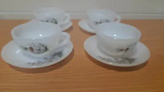 Juego 4 Tazas y Platos Arcopal Flores