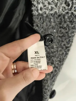 Cappotto in Lana Made in Italy con Paillettes XL