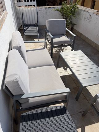 Conjunto Sofá y Mesa Aluminio Jardín