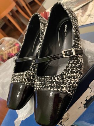 Ballerine FRAU  in Pelle e Tweed N.39