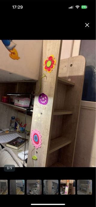 Ocasión. Litera alta con escritorio y estantes