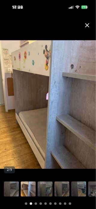 Ocasión. Litera alta con escritorio y estantes