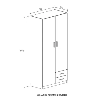 Armario Aura Beige 2 Puertas y 2 Cajones