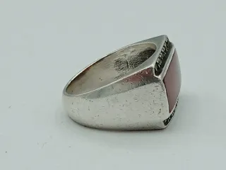 Anello Argento 925 Corniola e Marcassiti
