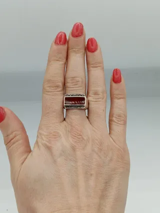 Anello Argento 925 Corniola e Marcassiti