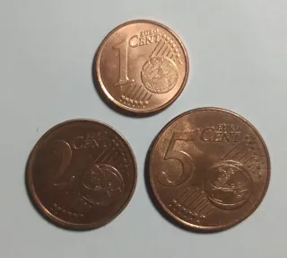 Trittico monete 1-2-5 cent Spagna