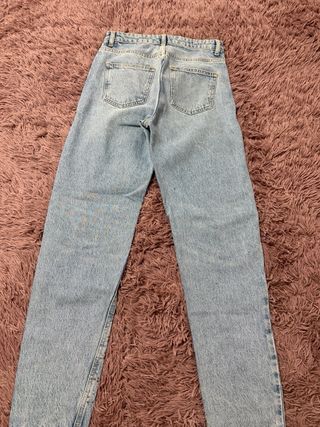 Jeans Mom Fit con Strass Argento