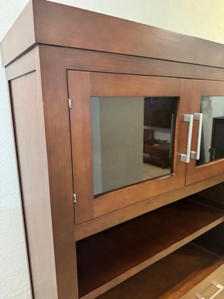 Mueble Vitrina Salón Madera y Cristal