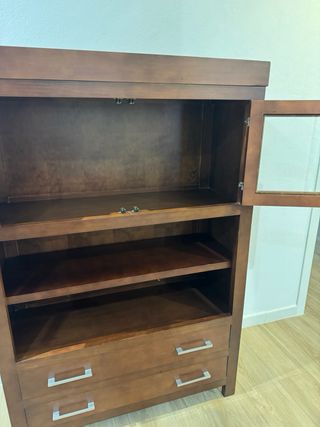 Mueble Vitrina Salón Madera y Cristal