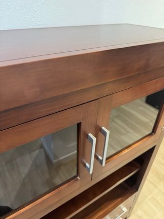Mueble Vitrina Salón Madera y Cristal