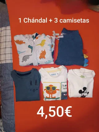 Set Abbigliamento Neonato 12 Mesi: Tutina + 3 Magliette