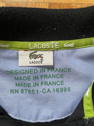 Polo Lacoste Negro “Made in France” Talla S Bordad