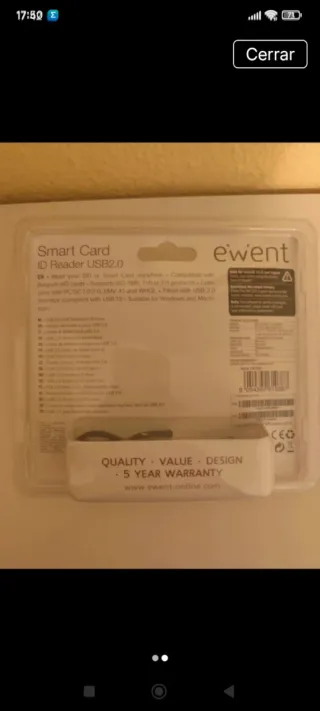 Lector DNI ewent USB 2.0 Smart Card
