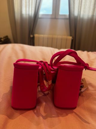Tacones Zara plataforma fucsia talla 37