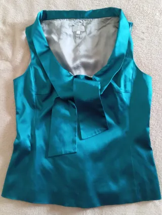 Blusa chaleco raso turquesa