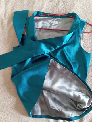 Blusa chaleco raso turquesa