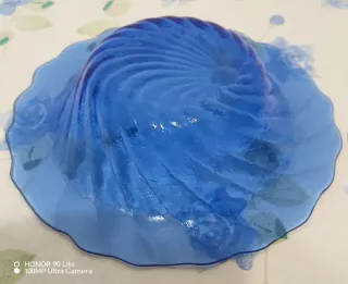 Centrotavola Vetro Blu Cobalto Vintage