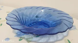 Centrotavola Vetro Blu Cobalto Vintage