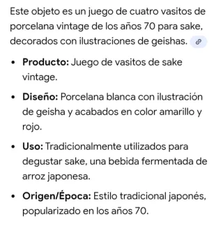 4 Vasos Sake Geishas Vintage