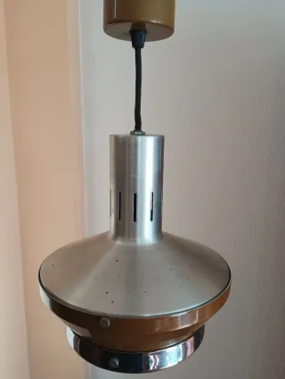 Lámpara Foco Vintage Space Age Marrón Plata