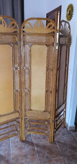 Biombo Oriental Lujo Bambú y Ratán