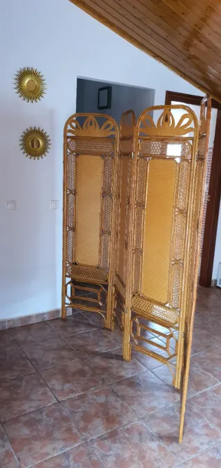 Biombo Oriental Lujo Bambú y Ratán