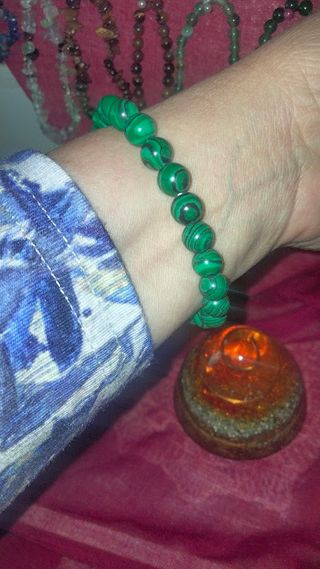 Pulsera Bolas Malaquita Piedra Semipreciosa