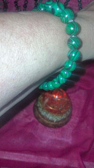 Pulsera Bolas Malaquita Piedra Semipreciosa