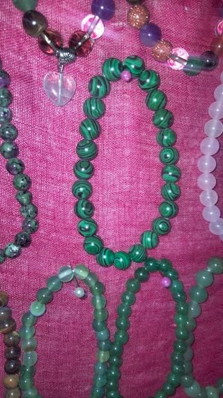 Pulsera Bolas Malaquita Piedra Semipreciosa