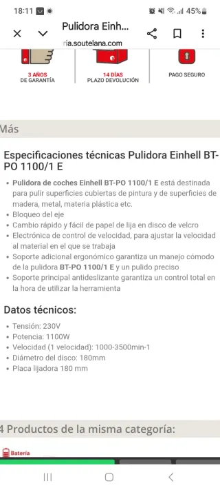 Pulidora Einhell 1100W con maletín