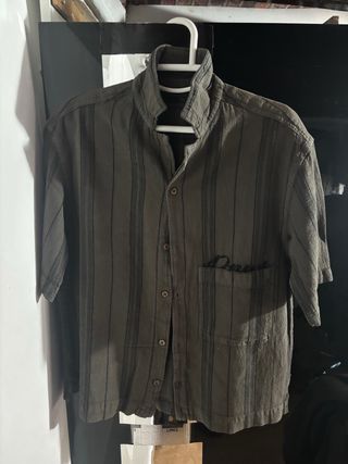 Camisa Zara Verde Oliva Rayas