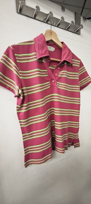 Polo Thomas Burberry Rayas M/L Verde y Rosa