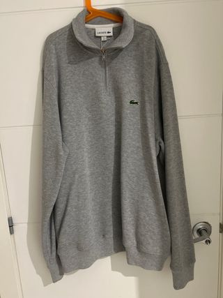 Sudadera Lacoste gris interlock cremallera