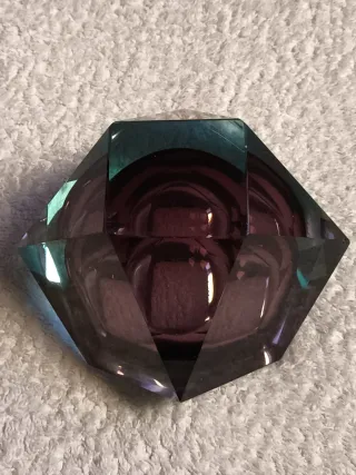 CENICERO CRISTAL MURANO AZUL TURQUESA FACETADO