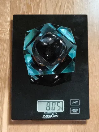 CENICERO CRISTAL MURANO AZUL TURQUESA FACETADO