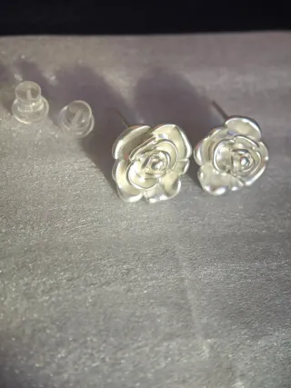 Pendientes Flor Rosa Plata