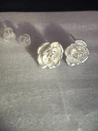 Pendientes Flor Rosa Plata