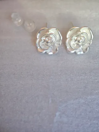Pendientes Flor Rosa Plata