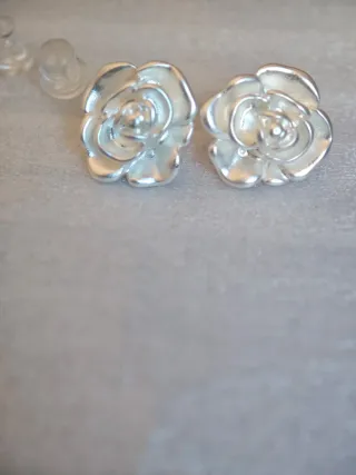 Pendientes Flor Rosa Plata