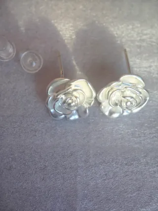 Pendientes Flor Rosa Plata