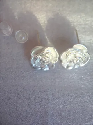 Pendientes Flor Rosa Plata