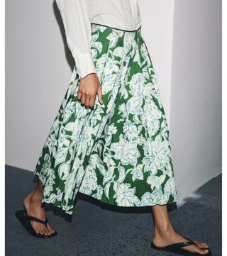 Falda Tablas Estampada Collection Zara - Nueva