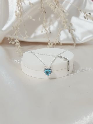 Collar Pandora Corazón Azul Plata