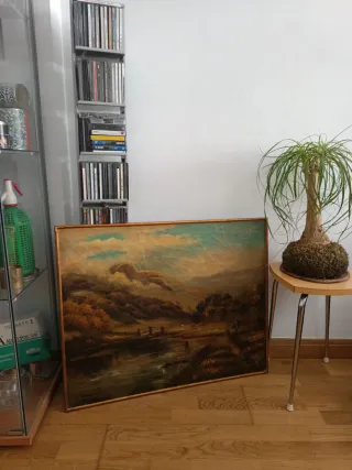 REBAJA Antigüedad única: óleo con marco dorado